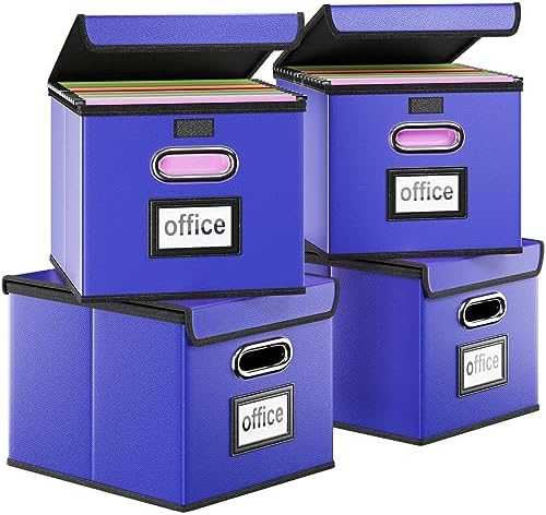 File Organizer Box with Lids, Collapsible File Folder Organizer