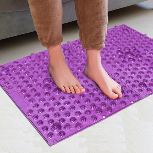 Foot Massage Mat Acupressure Reflexology Toe Plate Massage Pad Bathroom Yoga Anti-Slip Outdoor Game Punishment Mat (Purple)