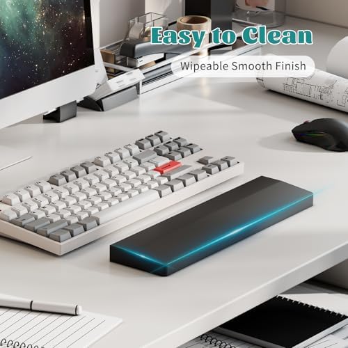Wooden Wrist Rest, 11.8-inch Length and 22mm Thickness for Small Keyboard, Bamboo Wood Palm Rest, Ergonomic Design for Mechanical Gaming Keyboard