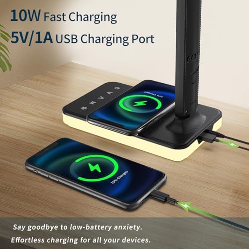 LED Desk Lamp for Home Office, USB Charging Port, Desk Light with 5 Modes