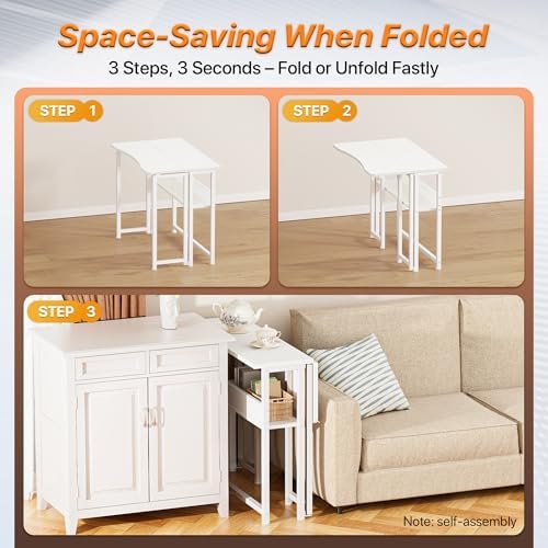Huuger Folding Desk with Storage Shelf, 31.5 Inch Foldable Computer Table