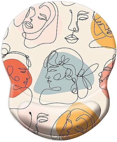 Ergonomic Wrist Support Mouse Pad - Comfortable Computer Mouse Pad with Non-Slip PU Base for Home Office Working Gaming (Art Faces)
