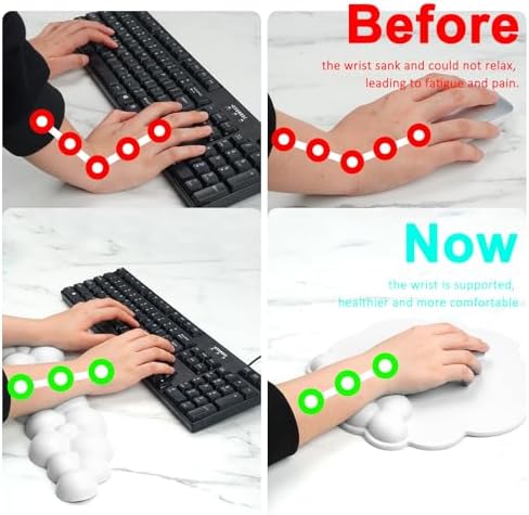 Cloud Wrist Rest Mouse Pad & Keyboard Wrist Support Set for Home & Office
