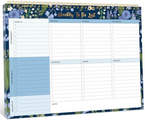 Taja Weekly To Do List Notepad, Undated Weekly Planner Pad, 8.5" x 11"