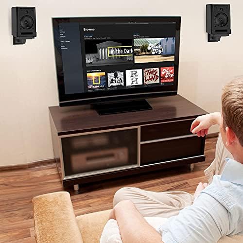 WALI Speaker Wall Mount, Surround Sound Speaker Stand with Adjustable Swivel Tilt Angle, Large Bookshelf Speaker Wall Mount for Living Room, Home Theater, Hold up to 66 Lbs, (SWM201XL), 2 Pack, Black
