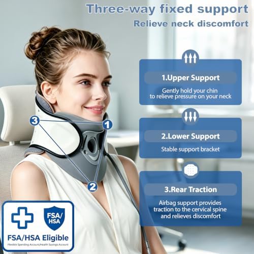 FSA or HSA Neck Traction Device - Adjustable Inflatable Neck Stretcher,Cervical Traction Device -Lightweight Neck Support Brace for Cervical Spine Decompression