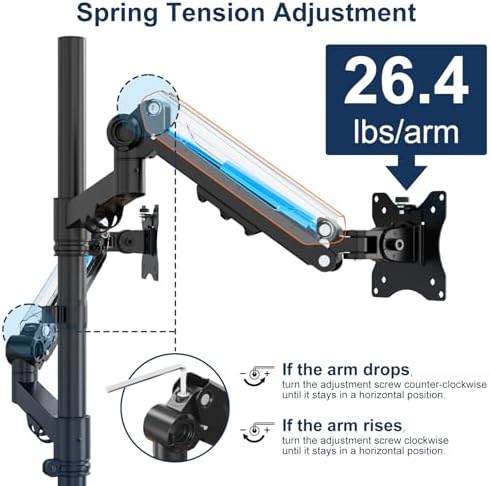 Stacked Monitor Mount for 17-40 Inch Screen, 26.4 lbs per Arm