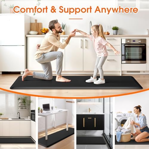 TranquilRelax 17.3''x60'' Large Kitchen Mat Rug, Comfort Mat for Floor, Non-Slip, Waterproof & Stain Resistant & Easy Clean, Standing Desk Mat for Kitchen, Sink, Office