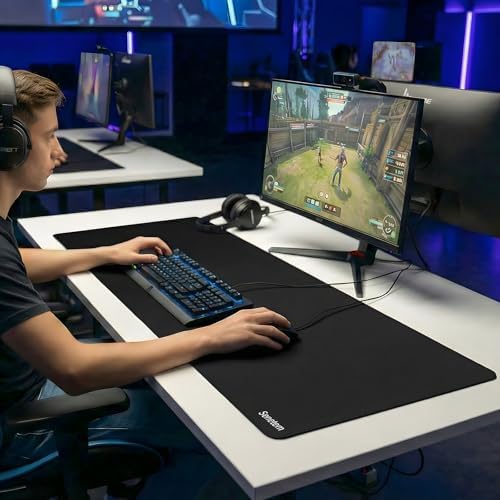 Senetem XXXL Mouse Pad 35.4x15.7 in, Large Gaming Desk Mat, Black Non-Slip