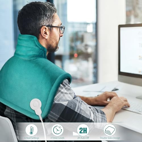 IZZUBIZ Heating Pad for Neck Shoulders Back, Gifts for Women Men Christmas