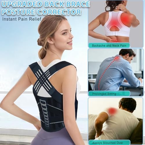 Back Posture Corrector Brace for Kyphosis, Scoliosis, and Slouching, Adjustable Spine Straightener with Lumbar Support, Unisex, for Men and Women