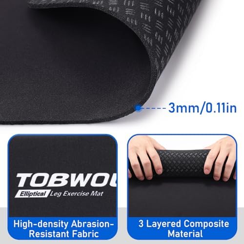 TOBWOLF Non-Slip Workout Mat for Ellipse Leg Exerciser, Ellipse Machine Mat, Exercise Mat for Under Desk Ellipticals, Suitable for Electric Seated Foot Pedal Exerciser, Stability & Floor Protection