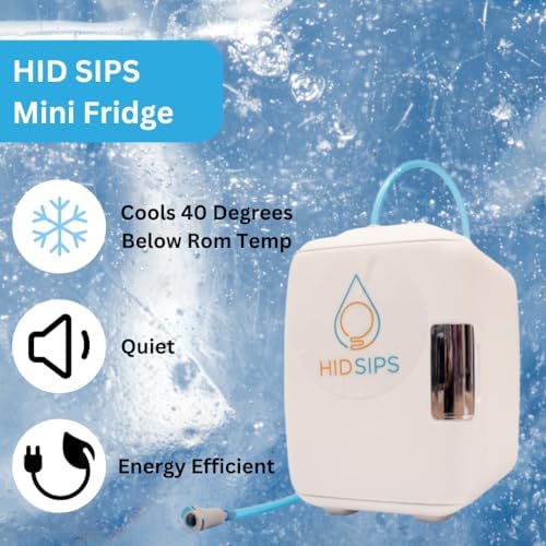 HydraLamp w/Mini Fridge, Bedside Desktop Water Dispenser Lamp, Included Water Reservoir and Filter, Bedside Water Dispenser, LED Table Lamp, for Home, Bed, Office, Hydration Appliance (Bright)