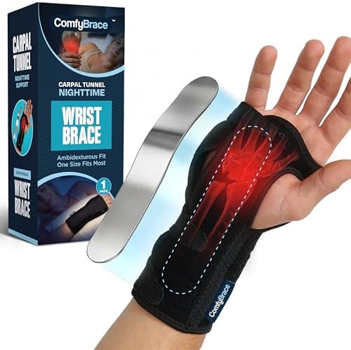 ComfyBrace Carpal Tunnel Wrist Brace Night Support, Cushioned Wrist Splint