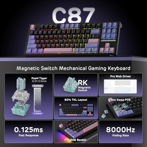 RK ROYAL KLUDGE C87 Hall Effect Mechanical Gaming Keyboard, Magnetic Switch