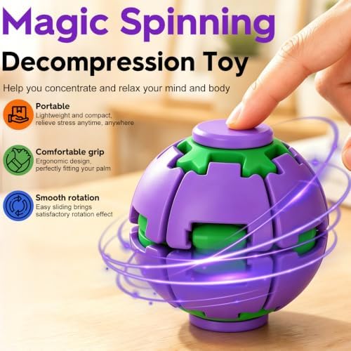 3D Printed Gear Fidget Spinner Toy, Mechanical Kinetic Desk Toy, Portable Sensory Fidget Gadget, Metal EDC Desk Accessory, Creative Office Gift, Nebula Purple
