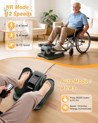 Upgraded Under Desk Elliptical Electric Leg Exerciser for Seniors 12 Speeds