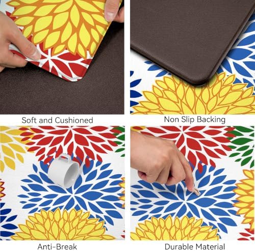 Kitchen Mats Set of 2 Cushioned Anti Fatigue Kitchen Rugs Non Slip Waterproof Kitchen Runner Memory Foam Floor Mat Comfort Standing Mat for Sink,Office,Laundry, Multi Color