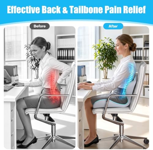 Ergonomic Seat Cushion for Office Chairs Lumbar Support Pillow, Blue