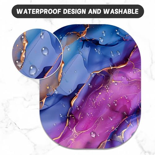 Small Mouse Pad, 6 x 7 Inch, Oval Mini Mouse Pad with Non-Slip Rubber Base for Laptop Wireless Mouse Keyboard Tray Mousepad, Marble Patterns