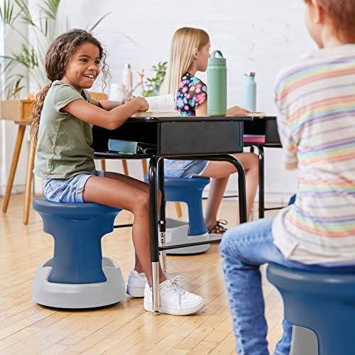 ECR4Kids Active Storage Wobble Stool, 15in Seat Height, Childrens Furniture, Navy/Light Grey