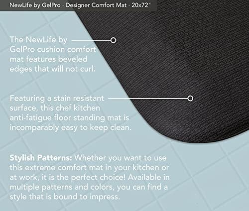 GelPro NewLife Designer Comfort Ergo-Foam Cushioned Anti-Fatigue Kitchen Floor Mat, Stain-Resistant, Waterproof, Non-Slip Padded Desk/Office Mat, 20" x 72", Grasscloth Charcoal