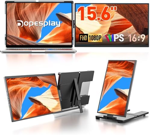 Dopesplay Laptop Screen Extender, 15.6" FHD 1080P IPS External Portable Monitor for Laptop, Plug & Play Dual Screen Monitor for 13"-17" Laptops, Compatible with Mac, Wins, Chrome, Android, Dex