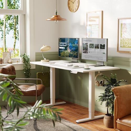 INNOVAR Electric Height Adjustable Standing Desk, 55x24 Inch, White