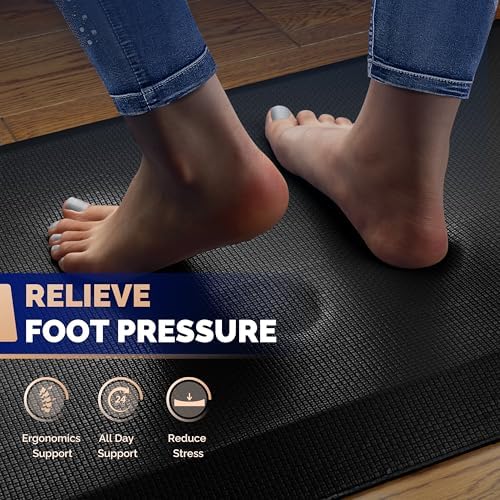 FEATOL Anti Fatigue Mat for Standing Desk & Kitchen Floor, 9/10 Extra Thick