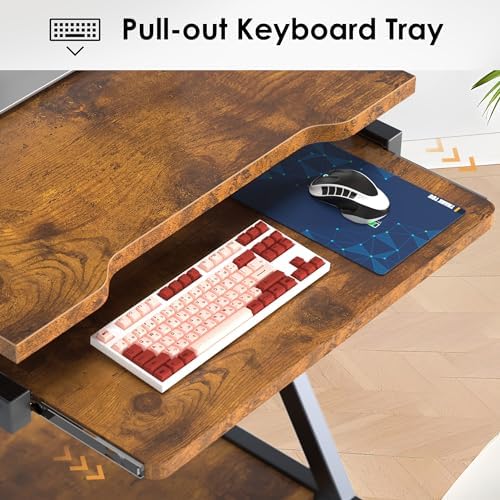 sogesfurniture Small Mobile Computer Desk with Keyboard Tray