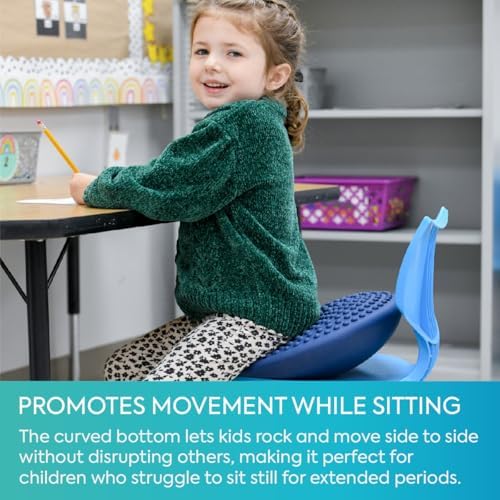 Bouncyband Balance Cushion Sensory Seat, Blue – Portable Sensory Cushion Promotes Active Learning and Improves Focus in the Classroom or at Home – 13.5” Cushion Seat Supports Up To 300lbs