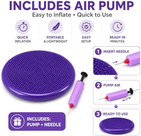 Hanstuten Wobble Seat Cushion Balance Disc - Rubber Wiggle Seat for Active Sitting, Office Desk Chair, and Core Strength Training