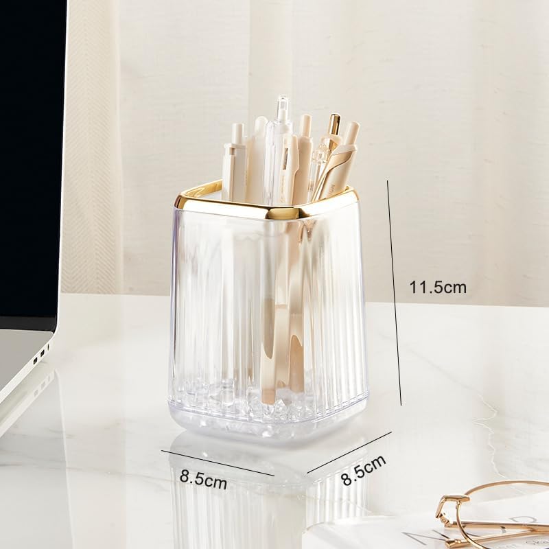 Clear Plastic Pen Holder for Desk, Pencil Organizer Cup for Desk & Office