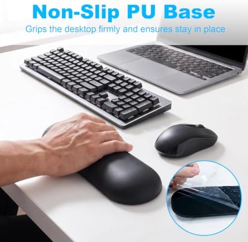 MXCOIRTP Ergonomic Silicone Mouse Wrist Rest, Extended Wrist Support Pad with Non-Slip Base, Soft Wrist Cushion for Pain Relief, Gaming Office Computer, Black