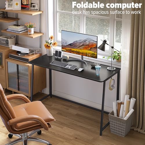 WOHOMO Folding Desk, 47.2" Foldable Computer Table for Small Spaces, Black