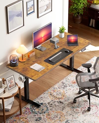HUANUO 71 x 30 Inch Large Electric Standing Desk, Brushless Motor, Vintage