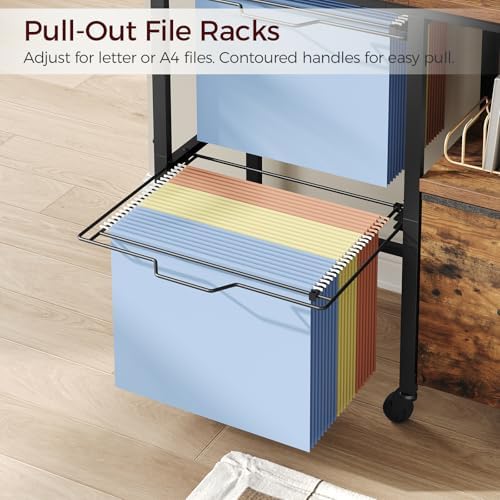 MAHANCRIS Rolling File Cart with Fabric Drawer & Hanging File Holders