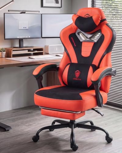Dowinx Big and Tall Gaming Chair for Adults with Footrest, Massage Lumbar