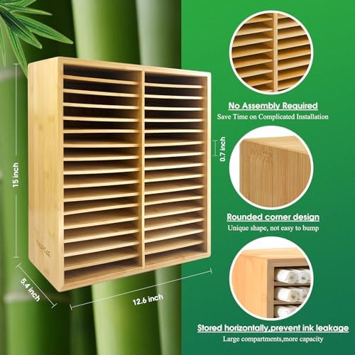 Marker Organizer for 288 Markers,Bamboo Wooden Desk Storage Organizer Rack,Markers Pens Pencils Art Brushes Storage Holder for Home Classroom Office Decor