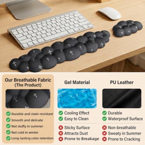 Cloud Wrist Rest Set for Keyboard & Mouse. Silky Fabric Surface