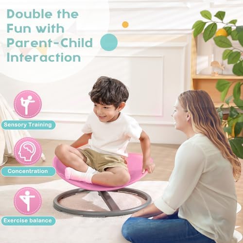 BABAMU Spinning Chair for Autistic Kids, Sensory Swivel Chair, 220LBS Weight Capacity, Autism Sensory Products, Autism Toys, Sensory Toy (Pink, Egg)