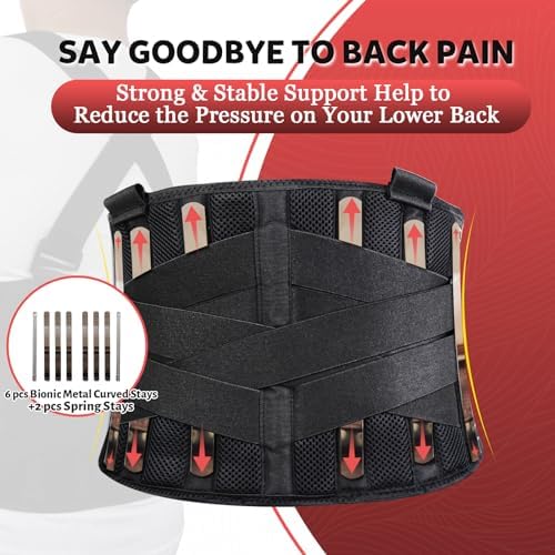 Work Back Brace with Removable Suspender Straps, Lumbar Posture Corrector for Heavy Lifting Safety Protector, Back Support Belt for Men Women in Moving, Construction and Warehouse Jobs X-Large