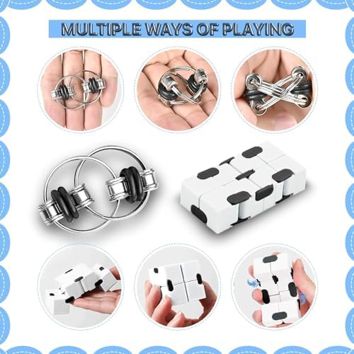 5PC Fidget Toys Adults Set Fidgets for Classroom Must Have Autism Sensory Pack Figette Cube ADHD Special Treasure Prize Tool Stress Relief Desk Cool Gadget for Kid Easter Basket Stuffers for Teen Boys