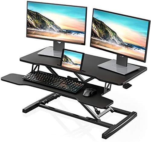 FITUEYES Height Adjustable Standing Desk 36” Wide Sit to Stand Converter