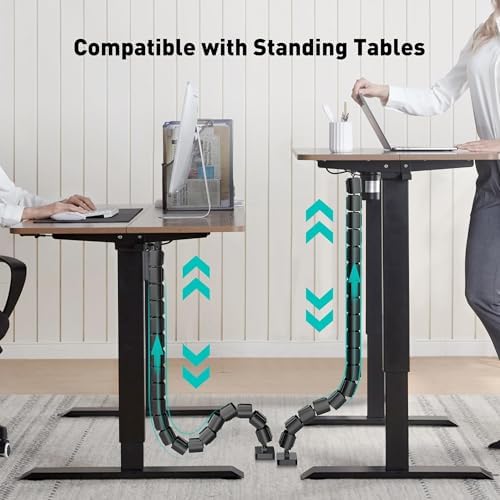 Magnetic Cable Management Spine, Instant Snap-On Wire Vertebrae for Metal Frame Gaming Desks, Dragon Bone Style Floor-to-Desk Cord Concealer for Steel Legs & Standing Desks