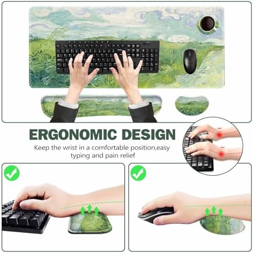 ToLuLu Extended Gaming Mouse Pad, Memory Foam Keyboard Mouse Wrist Rest Set