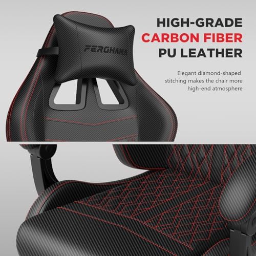 Ferghana Vintage PU Leather Gaming Chair, Ergonomic Reclining Racing Gamer Chair with Massage Lumbar Support, High Back Computer Office Chair with Footrest for Adults, Black