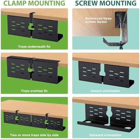 KEEGH 16 in Under Desk Cable Management Tray, Capacity Cable Tary, 3 Pack