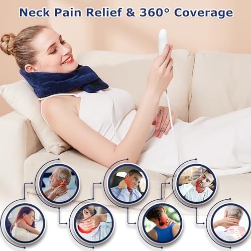 CAMECO Electric Neck Heating Pad for Pain Relief, 86℉-158℉ & 30S Heating Heated Neck Wrap Warmer for Soreness Stiffness, Super Soft Heated Scarf, Neck Heat Pad, Auto Shut-Off Timer, Gifts for Women