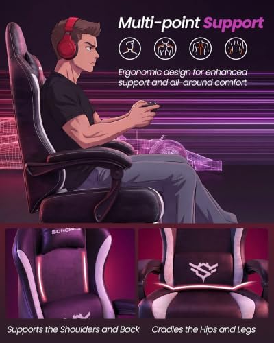 SONGMICS Gaming Chair, Ergonomic Computer Desk Chair with Footrest